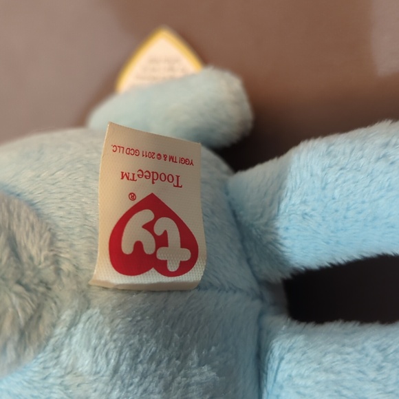 2011 Ty Beanie Yo Gabba Gabba Toodee Plush Light Blue White Black Cat Dragon Tag - Picture 6 of 9